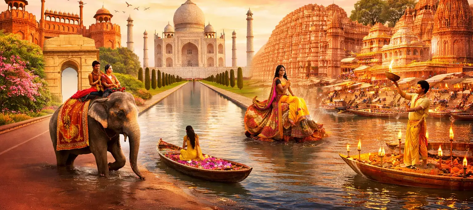 golden triangle- with varanasi banner